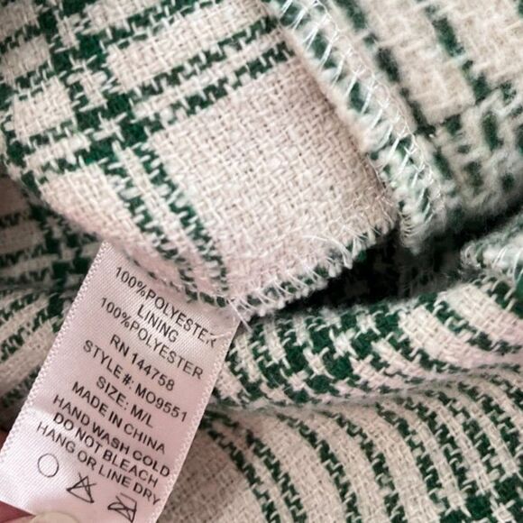 Ott Green & White Plaid Button Front Shacket Jacket – Size M/L - Picture 8 of 13
